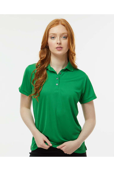 Paragon 104 Womens Saratoga Performance Mini Mesh Short Sleeve Polo Shirt Kelly Green Model Front