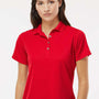 Paragon Womens Saratoga Performance Moisture Wicking Mini Mesh Short Sleeve Polo Shirt - Red
