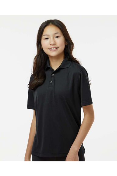 Paragon 108Y Youth Saratoga Performance Mini Mesh Short Sleeve Polo Shirt Black Model Front