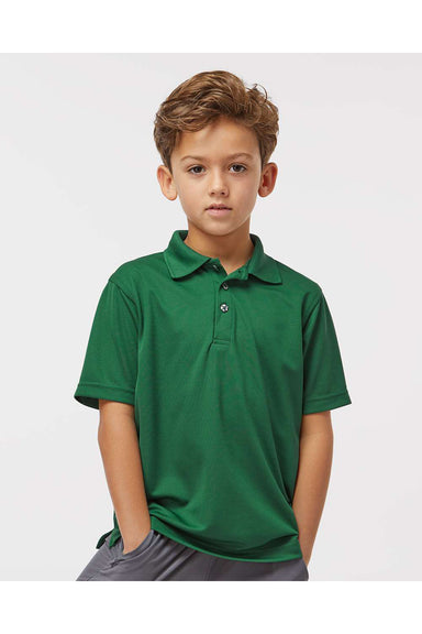 Paragon 108Y Youth Saratoga Performance Mini Mesh Short Sleeve Polo Shirt Hunter Green Model Front