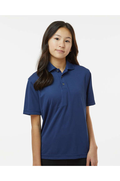 Paragon 108Y Youth Saratoga Performance Mini Mesh Short Sleeve Polo Shirt Navy Blue Model Front