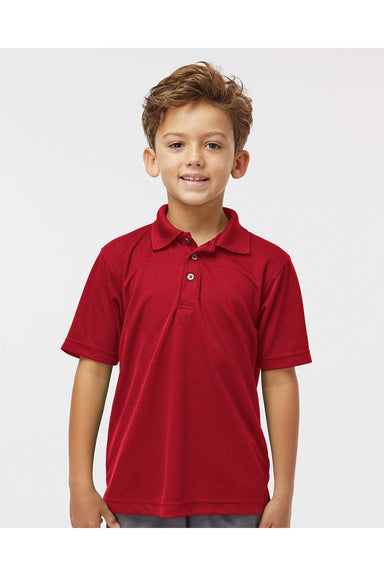 Paragon 108Y Youth Saratoga Performance Mini Mesh Short Sleeve Polo Shirt Red Model Front
