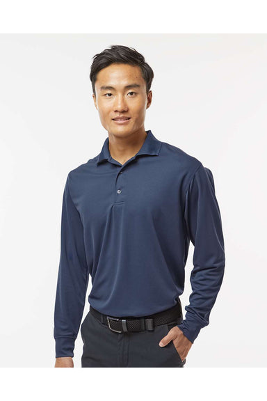 Paragon 110 Mens Prescott Long Sleeve Polo Shirt Navy Blue Model Front