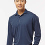 Paragon Mens Prescott Moisture Wicking Long Sleeve Polo Shirt - Navy Blue