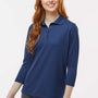 Paragon Womens Lady Palm Moisture Wicking 3/4 Sleeve Polo Shirt - Navy Blue