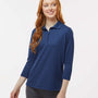 Paragon Womens Lady Palm Moisture Wicking 3/4 Sleeve Polo Shirt - Navy Blue - NEW