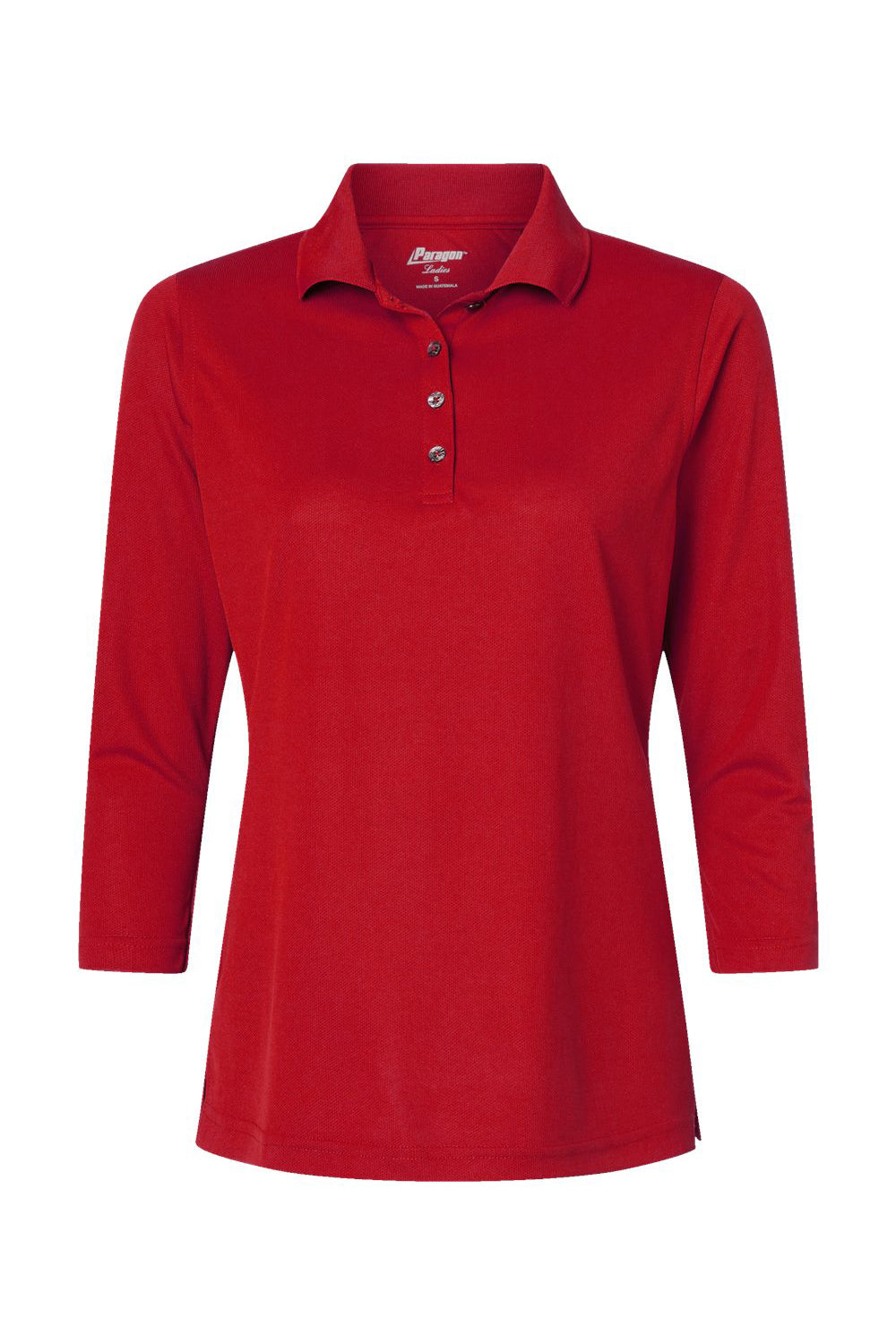Paragon 120 Womens Lady Palm 3/4 Sleeve Polo Shirt Red Flat Front