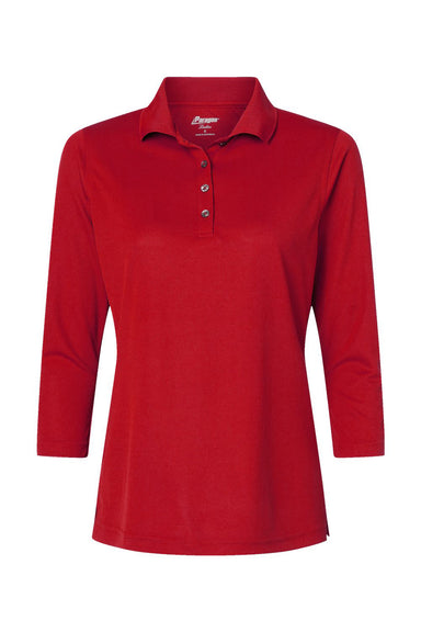 Paragon 120 Womens Lady Palm 3/4 Sleeve Polo Shirt Red Flat Front