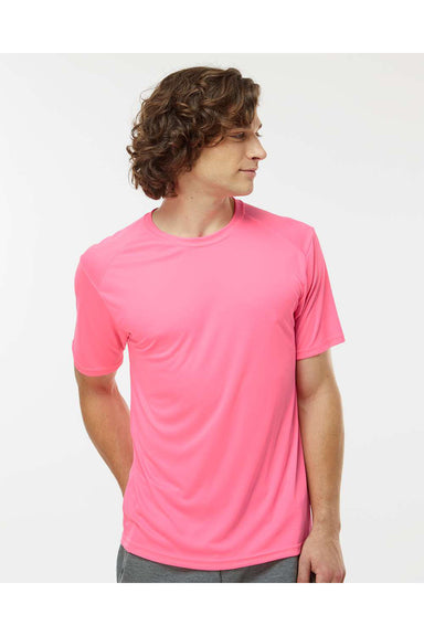 Paragon 200 Mens Islander Performance Short Sleeve Crewneck T-Shirt Neon Pink Model Front