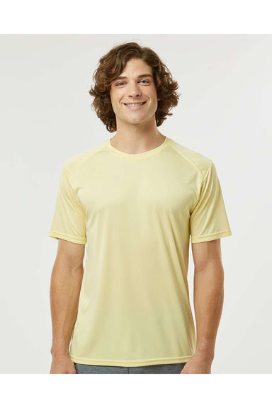 Paragon 200 Mens Islander Performance Short Sleeve Crewneck T-Shirt Pale Yellow Model Front
