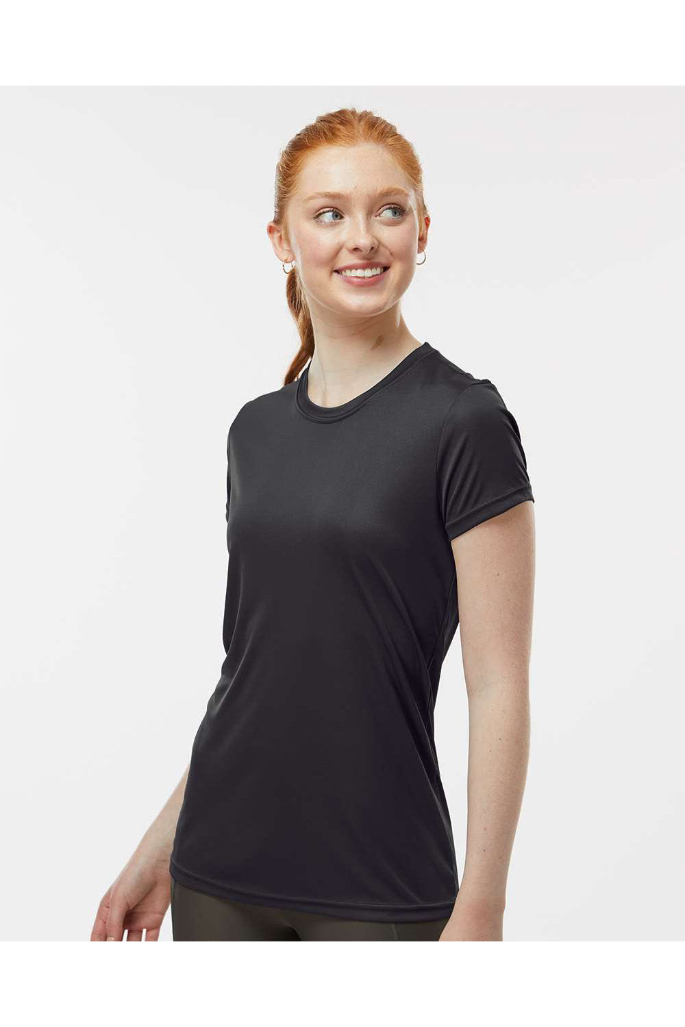 Paragon 204 Womens Islander Performance Short Sleeve Crewneck T-Shirt Black Model Side