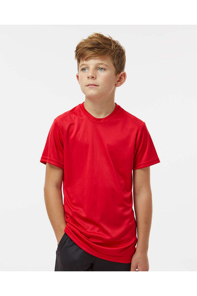 Paragon 208Y Youth Islander Performance Short Sleeve Crewneck T-Shirt Red Model Front