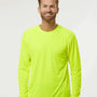 Paragon Mens Islander Performance Moisture Wicking Long Sleeve Crewneck T-Shirt - Safety Green - NEW