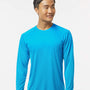 Paragon Mens Islander Performance Moisture Wicking Long Sleeve Crewneck T-Shirt - Turquoise Blue - NEW