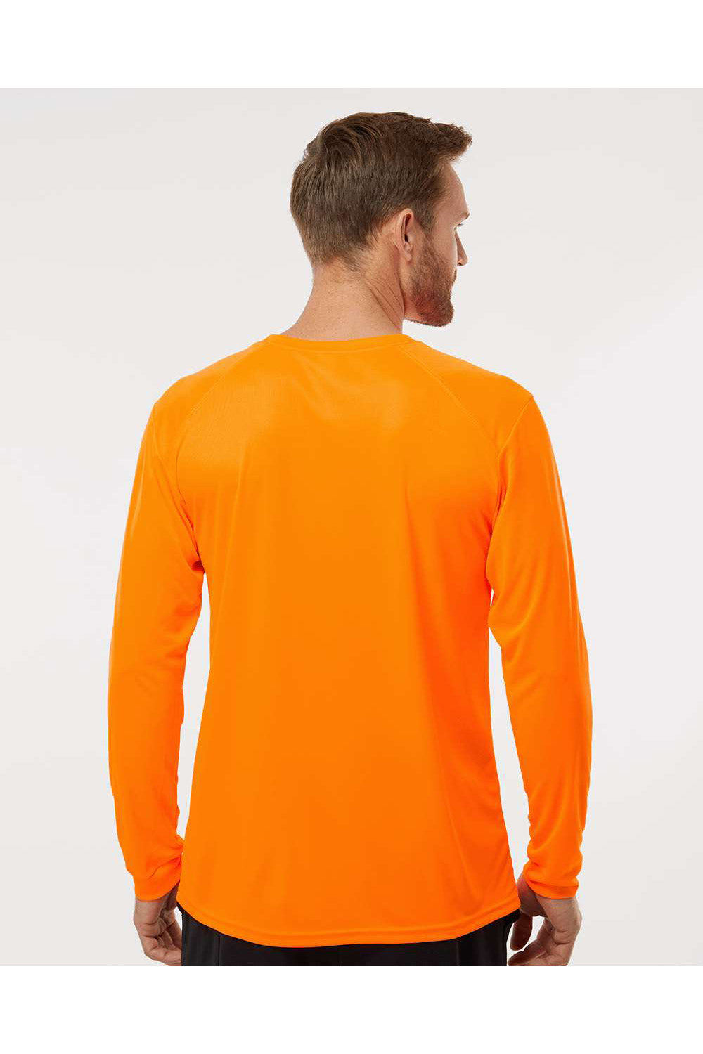 Paragon 210 Mens Islander Performance Long Sleeve Crewneck T-Shirt Neon Orange Model Back