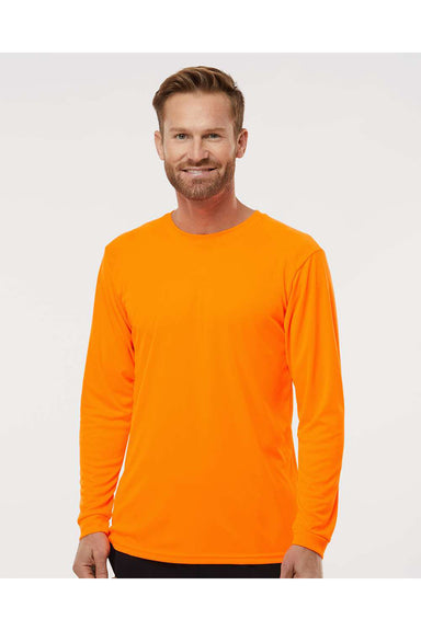 Paragon 210 Mens Islander Performance Long Sleeve Crewneck T-Shirt Neon Orange Model Front