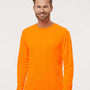 Paragon Mens Islander Performance Moisture Wicking Long Sleeve Crewneck T-Shirt - Neon Orange - NEW