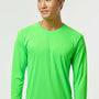 Paragon Mens Islander Performance Moisture Wicking Long Sleeve Crewneck T-Shirt - Neon Lime Green