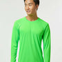 Paragon Mens Islander Performance Moisture Wicking Long Sleeve Crewneck T-Shirt - Neon Lime Green - NEW