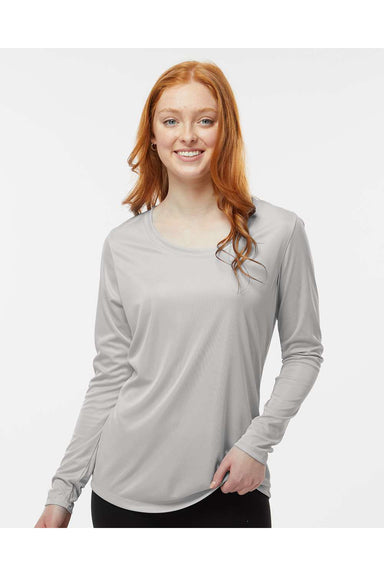 Paragon 214 Womens Islander Performance Long Sleeve Scoop Neck T-Shirt Aluminum Grey Model Front