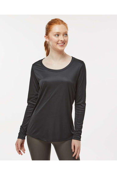 Paragon 214 Womens Islander Performance Long Sleeve Scoop Neck T-Shirt Black Model Front