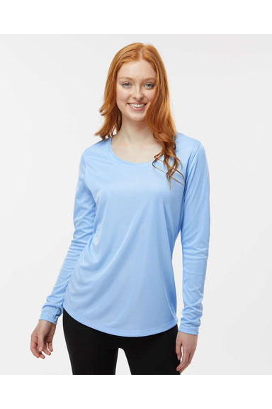 Paragon 214 Womens Islander Performance Long Sleeve Scoop Neck T-Shirt Blue Mist Model Front