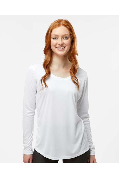 Paragon 214 Womens Islander Performance Long Sleeve Scoop Neck T-Shirt White Model Front