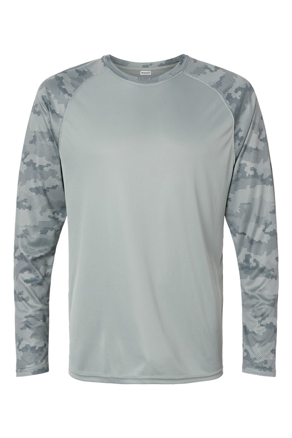 Paragon 216 Mens Cayman Performance Camo Colorblocked Long Sleeve Crewneck T-Shirt Medium Grey Flat Front
