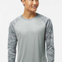 Paragon Mens Cayman Performance Moisture Wicking Camo Colorblock Long Sleeve Crewneck T-Shirt - Medium Grey