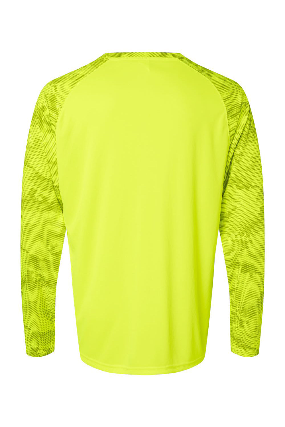 Paragon 216 Mens Cayman Performance Camo Colorblocked Long Sleeve Crewneck T-Shirt Safety Green Flat Back
