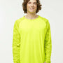 Paragon Mens Cayman Performance Moisture Wicking Camo Colorblock Long Sleeve Crewneck T-Shirt - Safety Green - NEW