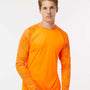 Paragon Mens Cayman Performance Moisture Wicking Camo Colorblock Long Sleeve Crewneck T-Shirt - Neon Orange - NEW