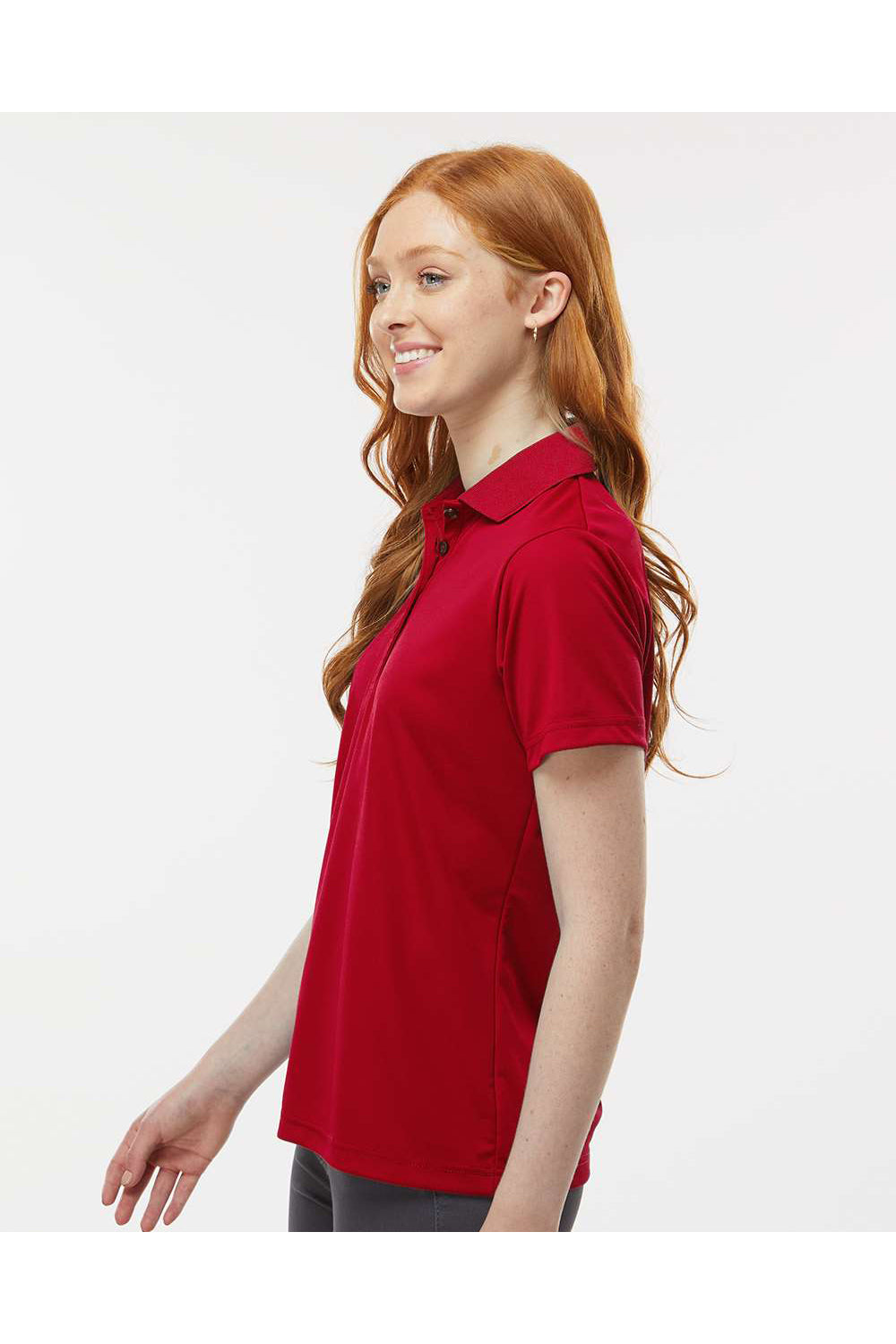 Paragon 504 Womens Sebring Performance Short Sleeve Polo Shirt Deep Red Model Side