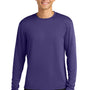 A4 Mens Performance Moisture Wicking Long Sleeve Crewneck T-Shirt - Purple