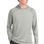 A4 Mens Performance Moisture Wicking Long Sleeve Hooded T-Shirt Hoodie - Silver Grey