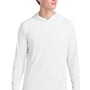A4 Mens Performance Moisture Wicking Long Sleeve Hooded T-Shirt Hoodie - White