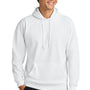 A4 Mens Sprint Tech Fleece Hooded Sweatshirt w/ Pouch Pocket - White