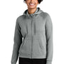 Allmade Womens CVC Fleece Full Zip Hooded Sweatshirt Hoodie w/ Pockets - Heather Aluminum Grey