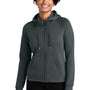 Allmade Womens CVC Fleece Full Zip Hooded Sweatshirt Hoodie w/ Pockets - Heather Terrain Grey - NEW
