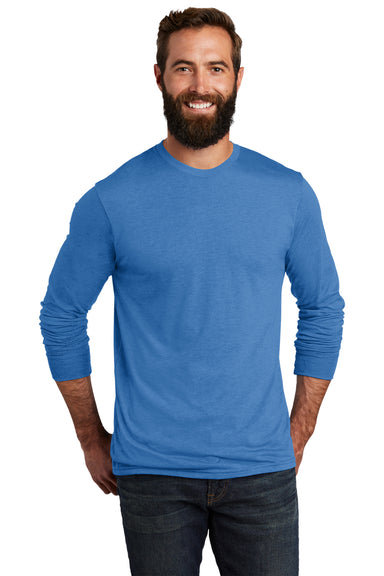 Allmade AL6004 Mens Long Sleeve Crewneck T-Shirt Azure Blue Model Front