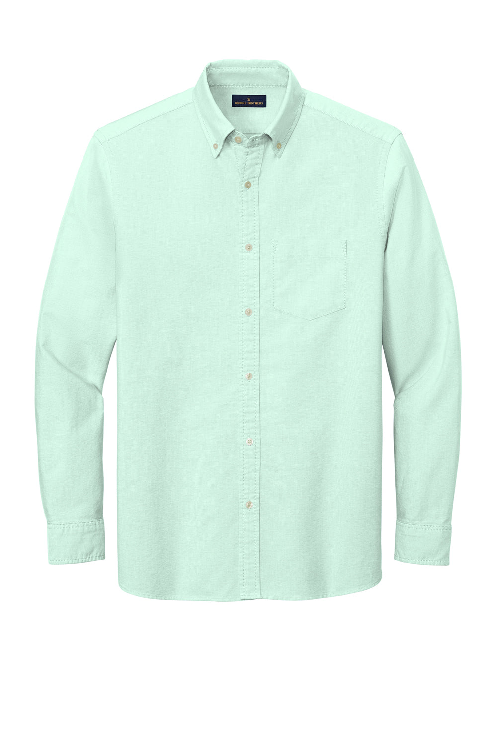 Brooks Brothers Mens Casual Oxford Long Sleeve Button Down Shirt w/ Pocket Soft Mint Green Flat Front