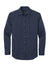 Brooks Brothers Mens Tech Stretch Long Sleeve Button Down Shirt Navy Blue/White Flat Front