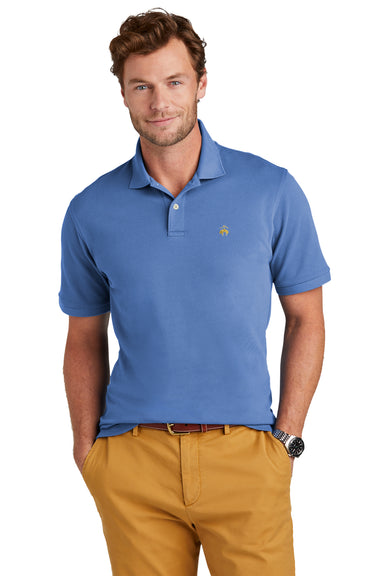 Brooks Brothers Mens Pique Short Sleeve Polo Shirt Charter Blue Model Front