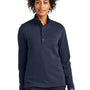 Brooks Brothers Womens 1/4 Button Down Sweatshirt - Heather Navy Blue