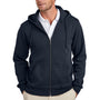 Brooks Brothers Mens Double Knit Full Zip Hooded Sweatshirt Hoodie w/ Pockets - Night Navy Blue