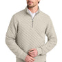 Brooks Brothers Mens Diamond Quilt 1/4 Zip Sweatshirt - Heather Oatmeal - COMING SOON