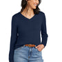 Brooks Brothers Womens Merino Long Sleeve V-Neck Sweater - Navy Blue Blazer