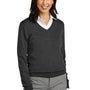 Brooks Brothers Womens Merino Long Sleeve V-Neck Sweater - Heather Windsor Grey