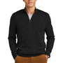 Brooks Brothers Mens Merino Birdseye Long Sleeve 1/4 Zip Sweater - Deep Black