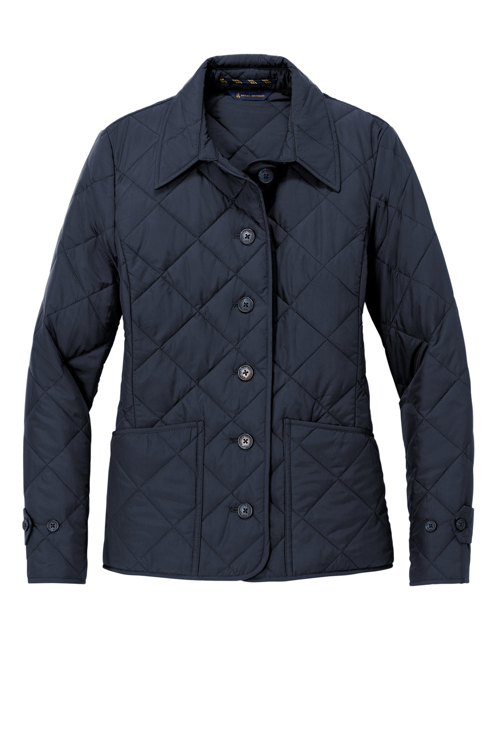 Brooks Brothers Womens Water Resistant Quilted Full Zip Jacket Night Navy Blue Flat Front